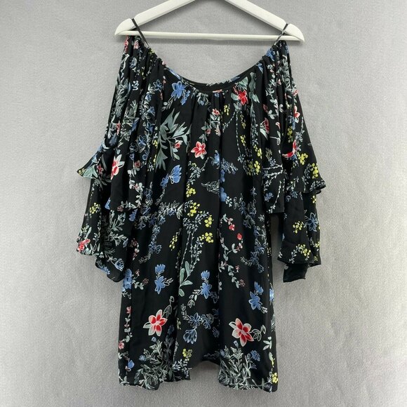 Parker Dresses & Skirts - Parker 100% Silk Floral Agave Dress Womens XS Beach Boho Cold Shoulder Ruffle